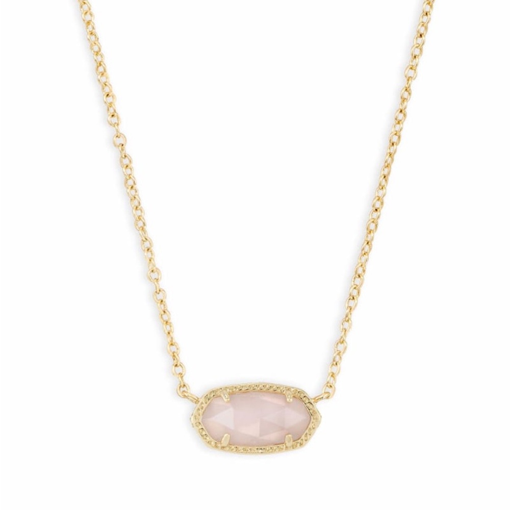 Kendra Scott Elisa Gold Pendant Necklace in Rose Quartz